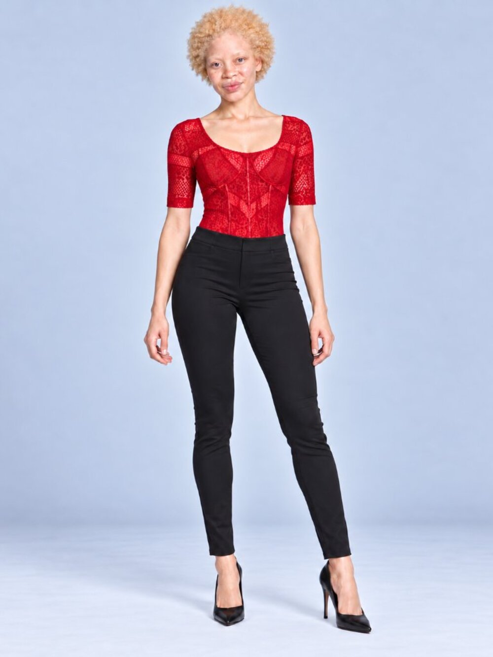 Title: BNWT GUESS Los Angeles Denessa Red Lace Bodysuit – Size S/P – Spiked Punc